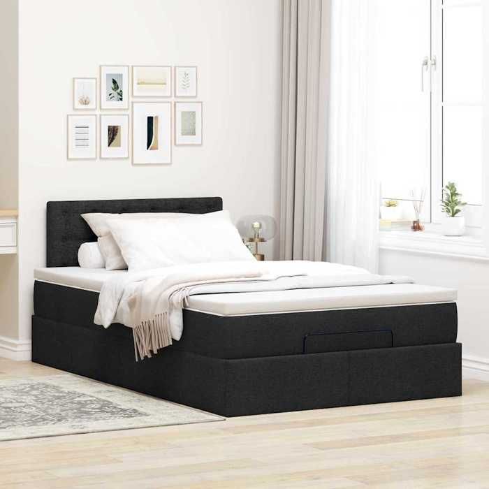 Maison Exclusive - Lit ottoman avec matelas noir 120x200 cm tissu