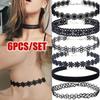 6pcs Women’s Black Lace Choker Necklace Set