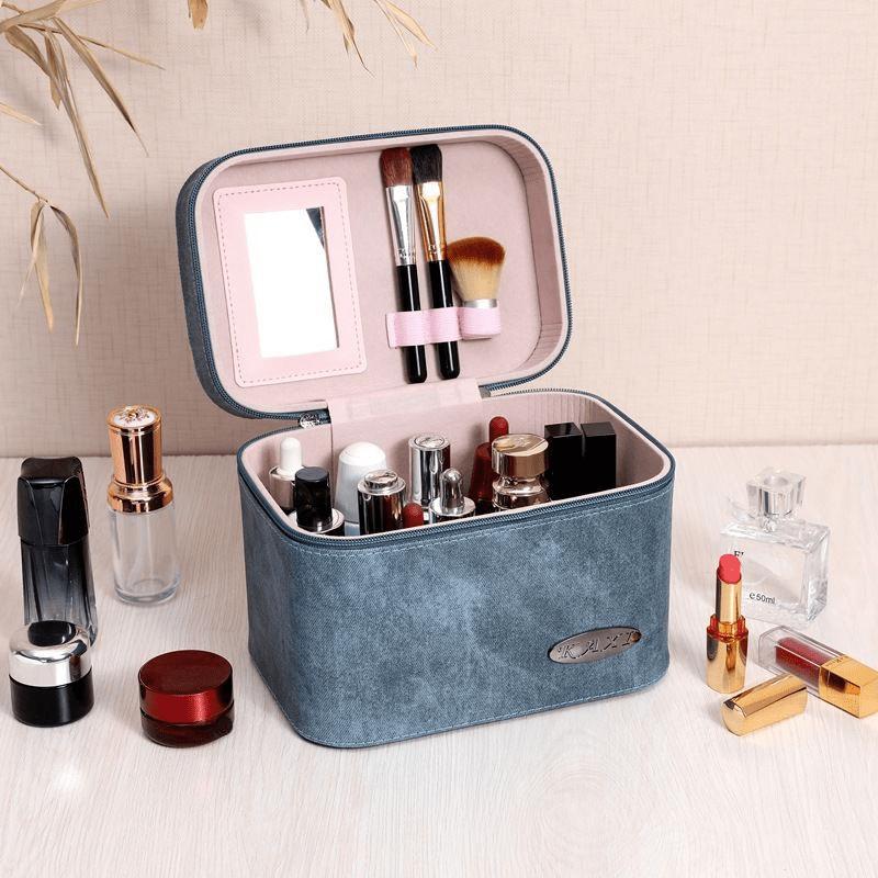 Large Capacity Makeup Case Travel Makeup Bags Organizer For Women Professional Train Case Box Storage With Brush Holder Gift For Girls Mom Daughter