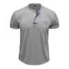 Summer Men's Henry Collar T-Shirts Solid Color Short Sleeve Tees Tops Men