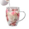 Double Wall Glass Cup Dried Flowers Glass Cup 350ml Anti-Scalding Mug Coffee Mug for Milk Chocolate Tea Juice Hot Cold Beverages