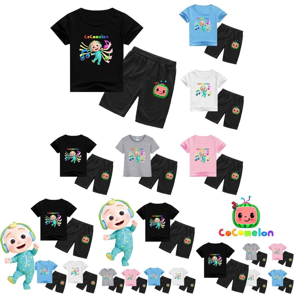 Cocomelon Short Kids Sleeve Tshirt Shorts Boys Girls 2pcs Tops Pants Set Casual