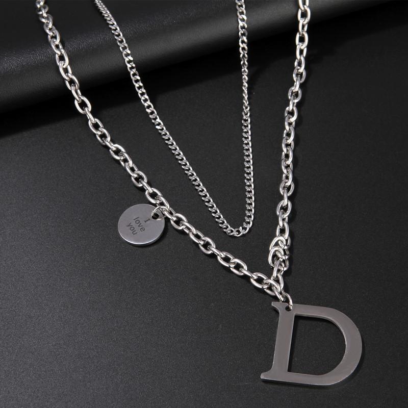 Модное титановое ожерелье с двойным слоем и английской буквой D, хип-хоп наложение, ожерелье до ключицы, сохранение цвета