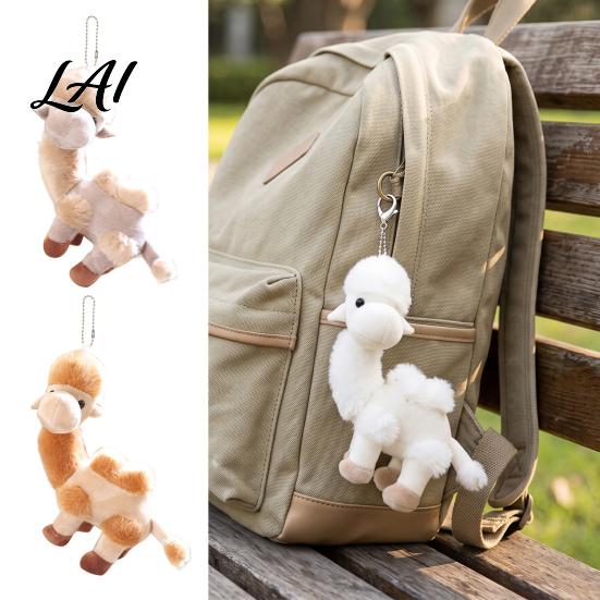 Simulation Camel Decoration Plush Bag Charm Bead Women with Stuffed Pendant Keychain Chain Animal Plushie Backpack Handbags Purse Hanging