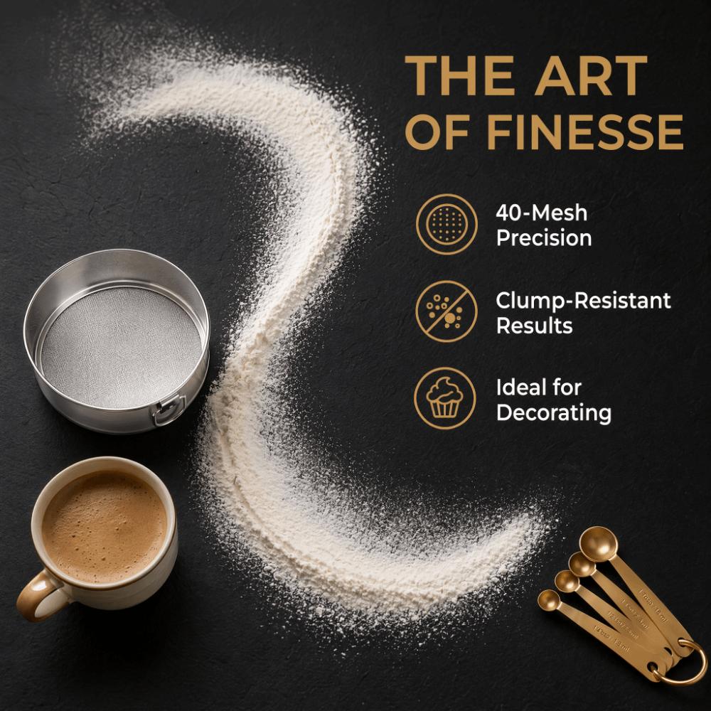 3pcs 304 Stainless Steel Powder Sifter Fine Mesh Flour Sieve Set Powder Dusting
