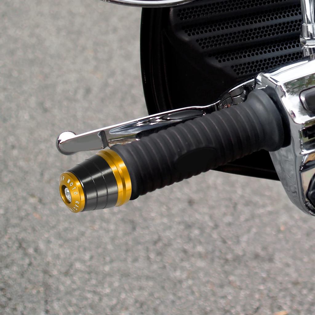 Motoforti Заглушки на руль, Заглушки для концов руля, Противоскользящие, Универсальные ручки для мотоциклов, 18 мм, Золотистый тон, 2 штуки