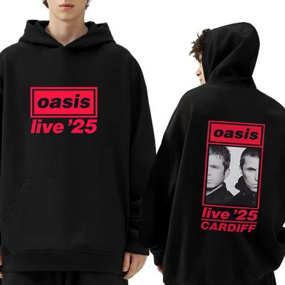 Oasis live'25 КАРДИФФ Осень Зима Худи Мужская Женская 2025 Топы мода хип-хоп уличная одежда винтаж Флис Длинный рукав Пуловеры