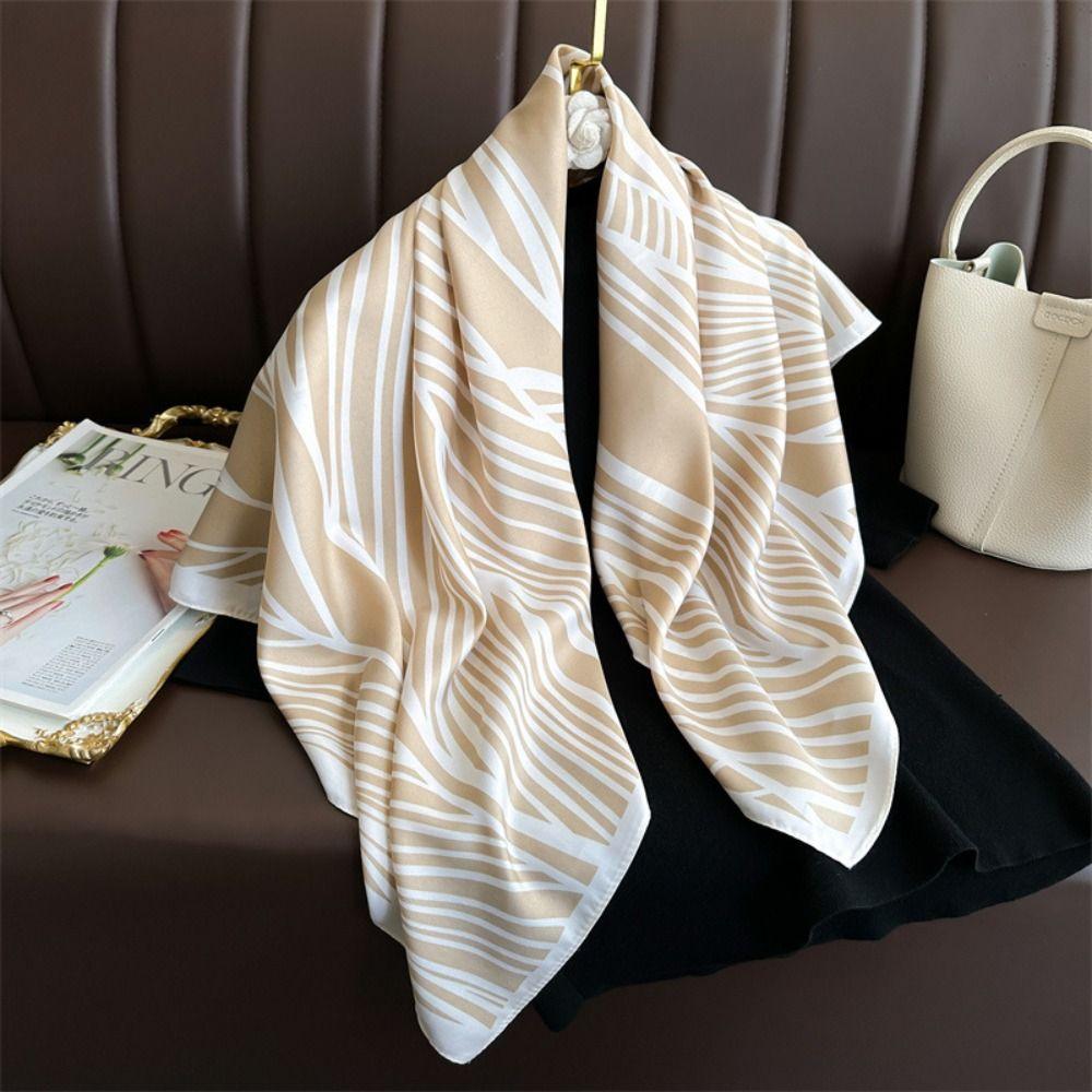 Элегантный полосатый шелковый шарф Роскошная женская шаль 90*90см Женский шарф Бандана