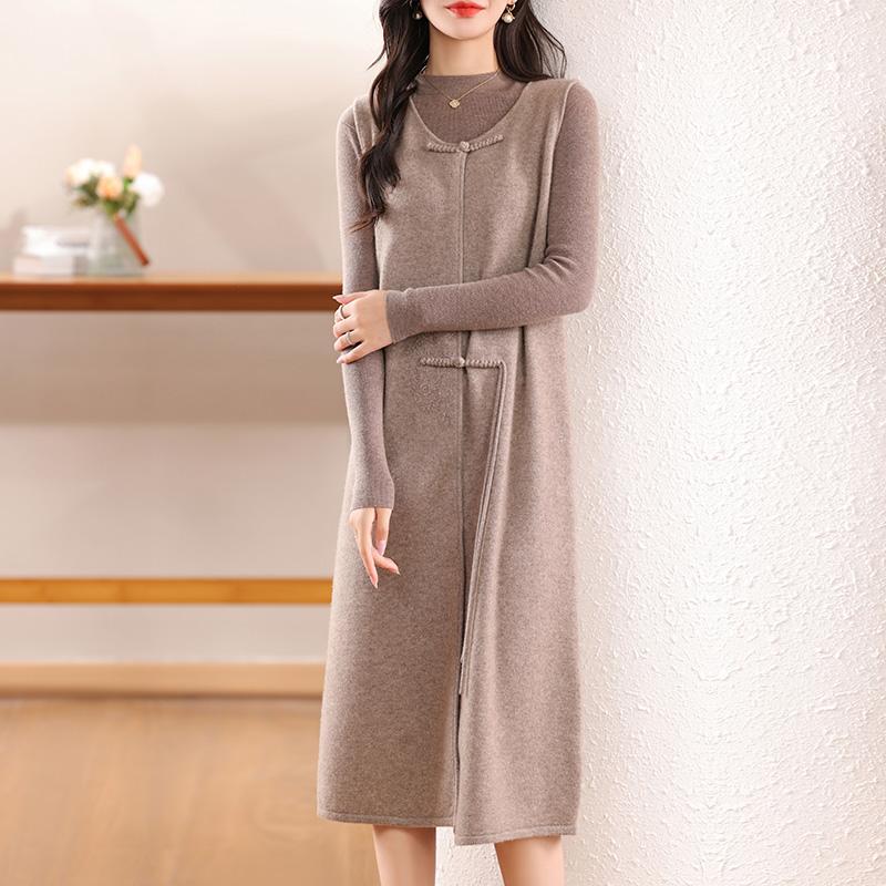 Женское кашемировое платье Qinghe кашемир 30% кашемир 70% шерсть осенне-зимняя кашемировая юбка мягкая и теплая