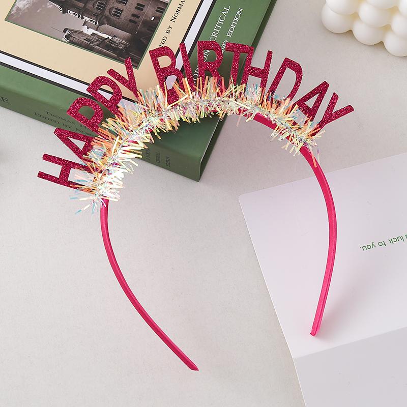 Large Korean-style Birthday Hat Glitter Happy Birthday Hair Band DIY Party Headwear Children Waterproof Plastic Indoor