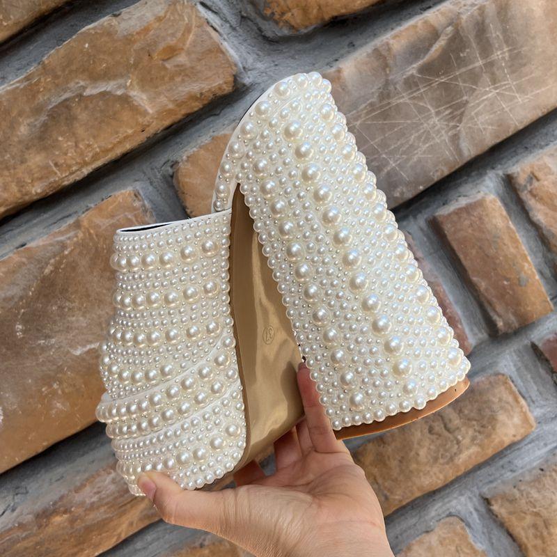 Роскошные женские шлепанцы-сандалии на платформе-клиньях, ручной работы, полностью украшенные стразами, летние, на высоком каблуке, мюли, слайды, массивная обувь