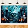 Graveyard Skull Background Ghosts 2025 Halloween Party Horror Night Theme Wall Decoration Banner Baby Backdrop Studio Photo Prop