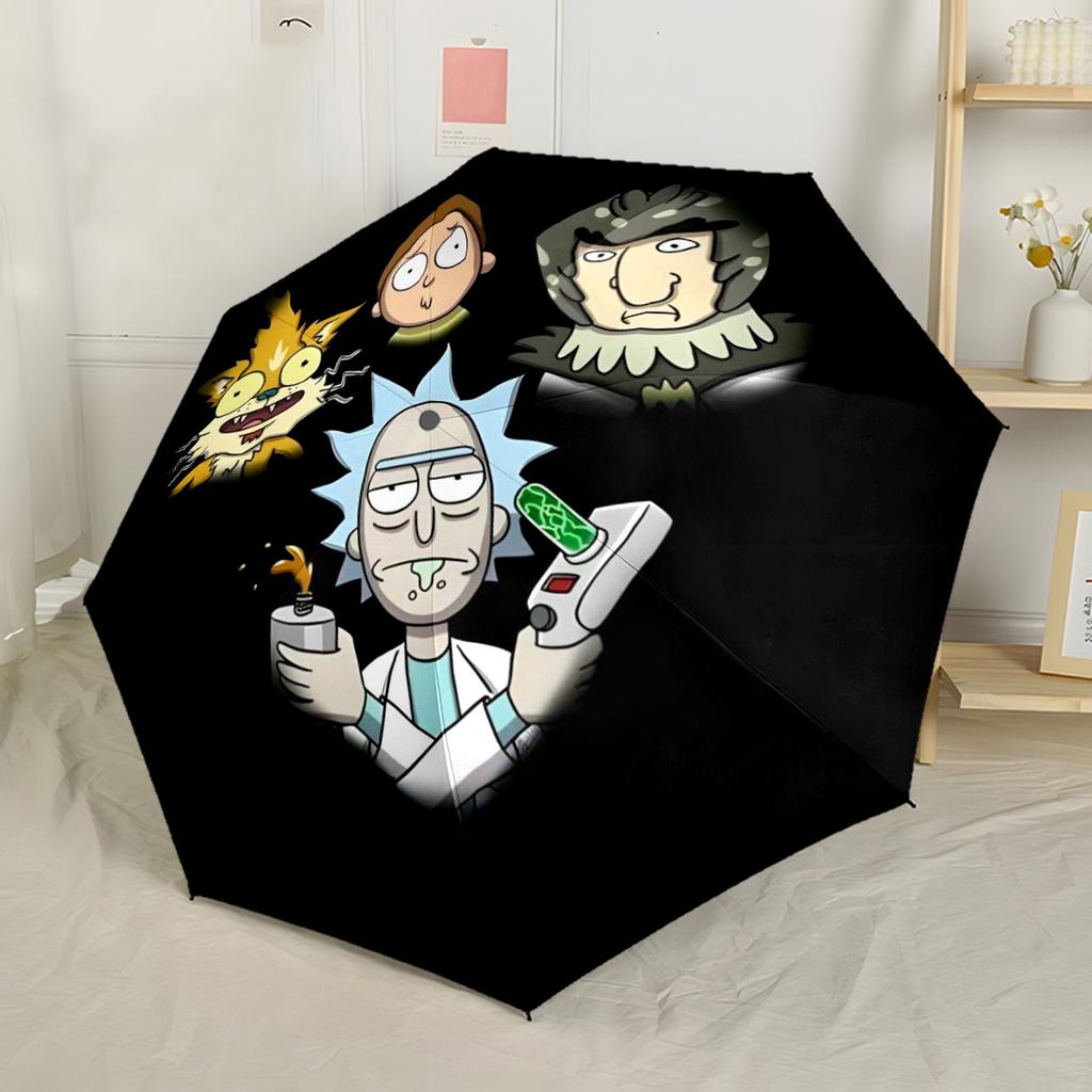 Rick And Morty Adventure Automatic Umbrella with 8-Rib Durable Plastic & Iron for Women/Men Fashion Lovers Perfect Gift for Women/Men