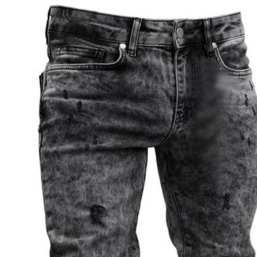 Mens Skinny Stretch Denim Pants Distressed Ripped Freyed Slim Fit Jeans Trousers