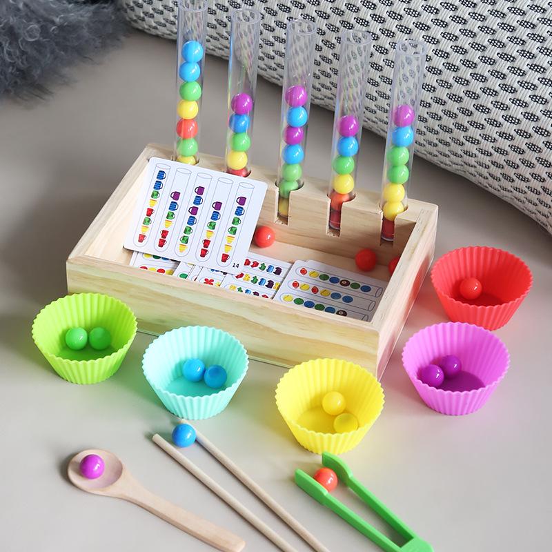 Montessori Bead Matching Game: Enhance Intelligence, Color Recognition, and Hand-Eye Coordination for Kids