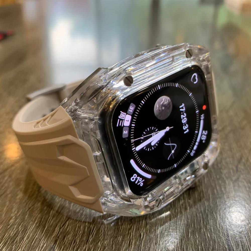 Прозрачный комплект для модификации для Apple Watch Ultra 3 2 49 мм Серии 11 10 46 мм 42 мм Ремешок из ПК+ТПУ для Iwatch 9 8 7 45 41 мм 40 44 мм