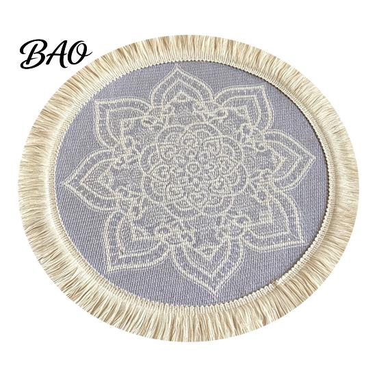 Non-deforming Coaster Set Vintage Round Coasters, Pastoral Cotton Linen Placemats, Soft Jute Decorative Drink Coasters Tassels Mats, Handwoven