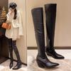 Fashion Pointed Toe Shoes for Women 2024 Winter New Increase Height and Slim Down Black Women's Over-the-knee Boots Plus Size 35-42