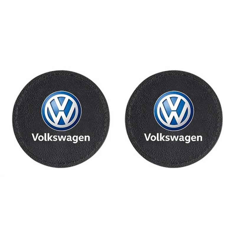 For VW 2Pcs Car Non Slip Water Cup Pad Car Rubber Mat Accessories For VW Volkswagen Golf Polo Passat Tiguan Touran Jetta Car-S