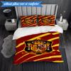 3PCS Spain's Royal Emblem Printed Soft Bedding Set,Including 1pc Duvet Cover And 2pcs Pillowcases Perfect for Bedroom, Dormitory, Fan gift