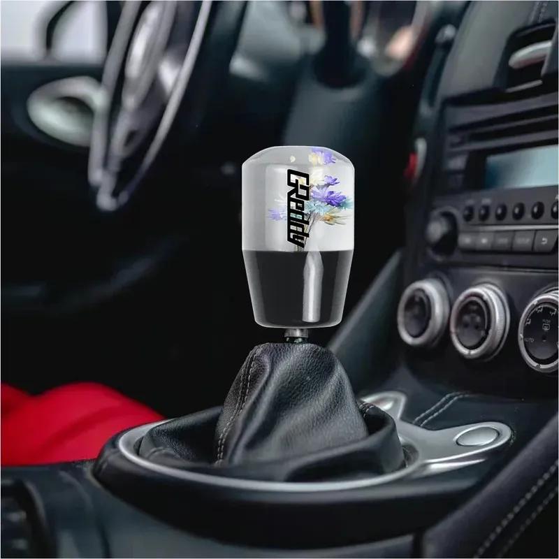 JDM Interior Car Racing Gear Stick Shifter Lever Clear Underwater Flower Design Crystal Resin Gear Shift Knob GReddy Real Flower