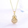 Gold-Plated Southeast Asian Gourd Diamond Windmill Pendant Necklace for Women