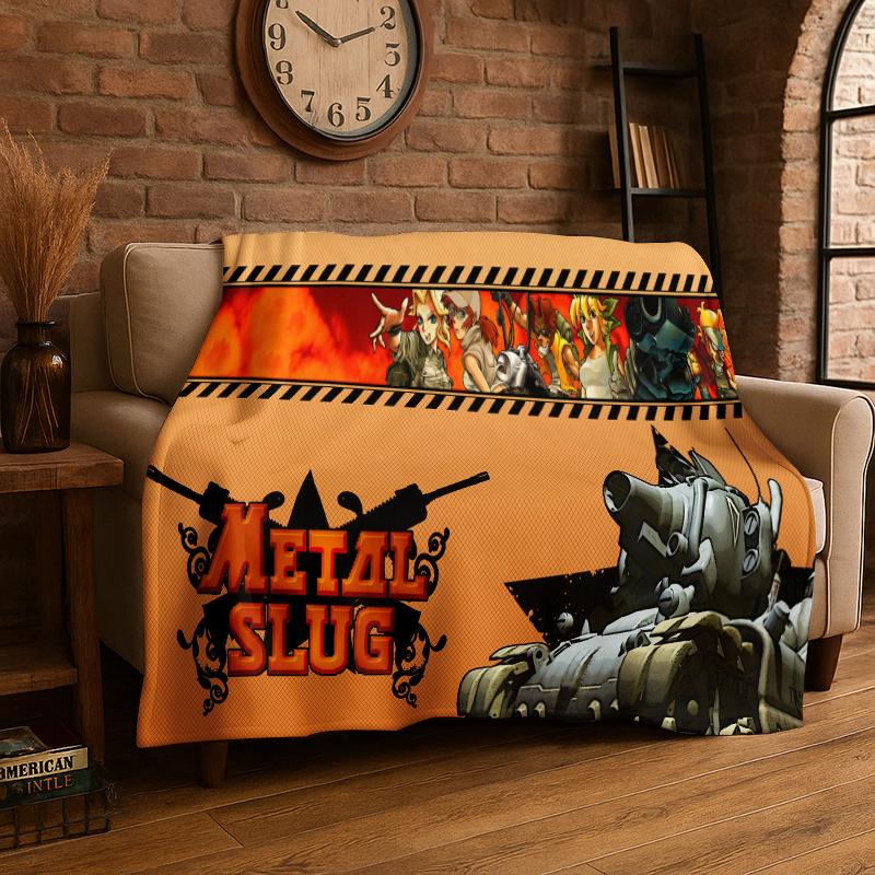Retro Game Metal Slug Cartoon Flannel Blanket Soft Warm Throw Blanket for Bedroom Living Room Bed Travel Camping Picnic Gift