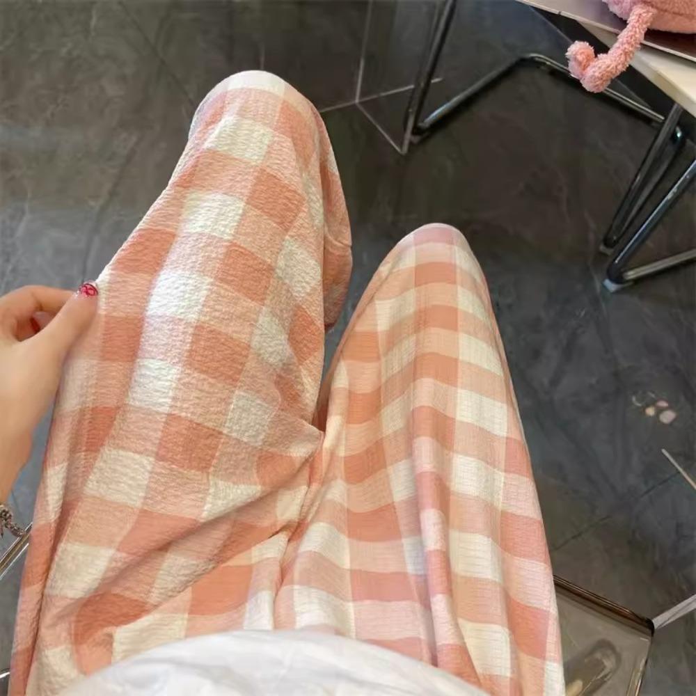 Wide Leg Casual Pants Women High Waist Sweet Trousers Fashion Girls’ Sleepwear Spring Autumn