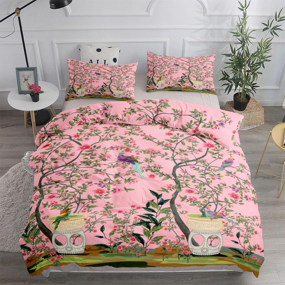 Floral And Birds Duvet Cover Set King Queen Double Full Twin Single Size Duvet Cover Pillow Case Bed Linen Set