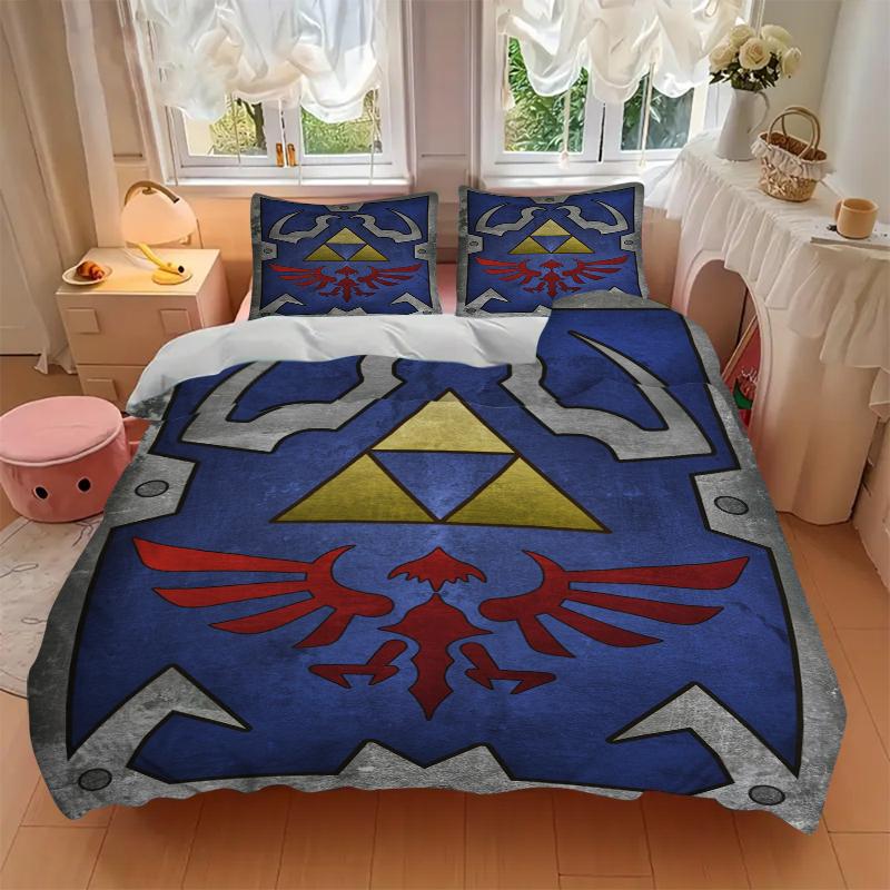 3Pcs Hyrule Shield Bedding Set Soft Fabric Duvet Cover Pillowcases Christmas Xmas Halloween Gift 1 Duvet Cover 2 Pillowcase L1485