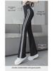 Women's High-Waist Shark Flared Pants with Side Stripes - Slim Fit Barbie Trousers for Spring Outerwear