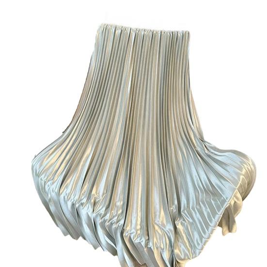 Юбка макси с высокой талией, глянцевая длинная юбка, однотонная, плиссированный дизайн, большой подол, юбка для танцев, для работы, отдыха, повседневной носки