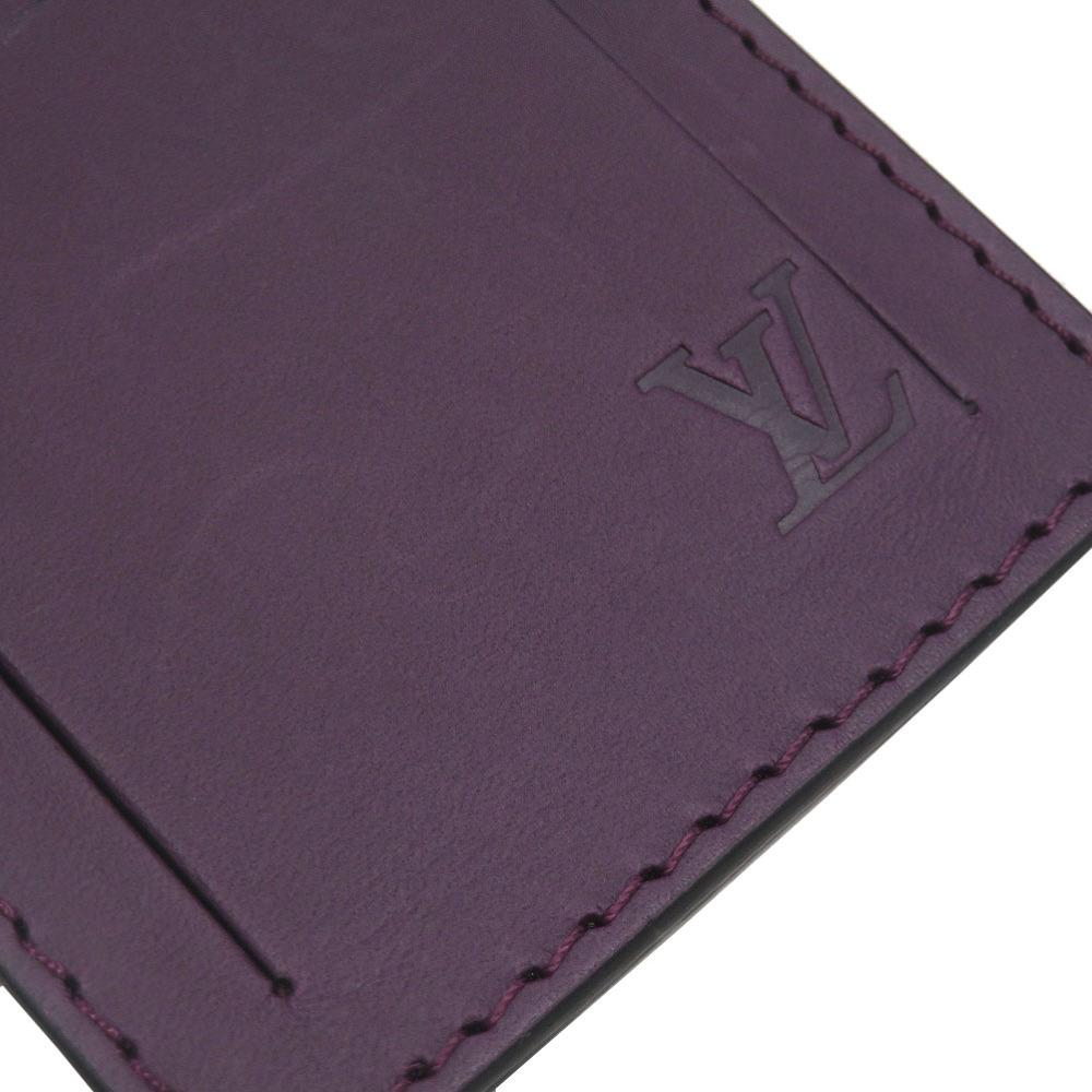 Б/У ОРИГИНАЛЬНЫЙ LOUIS VUITTON Бирка для имени Porte address Брелок KetchuKey Holder фиолетовый Кожа/Канва Monogram