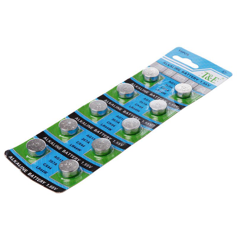 10 шт. AG13 A76 LR44 357A S76E G13 кнопка монетообразная батарея 1,55 В щелочные батарейки-кнопки