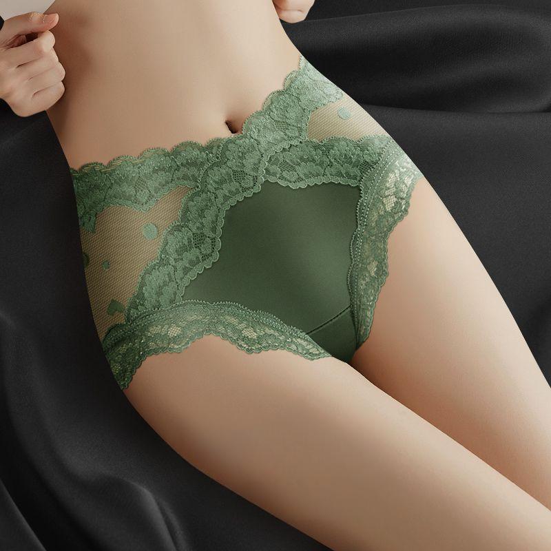 2pcs Ladies' Sexy Underwear Girls' Sweet Mesh Lace Cross Lifted Hip Shaping Triangle Shorts