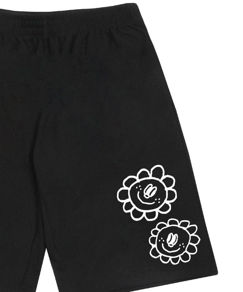 GRAVER [Unisex] Sunflower Drawing Bermuda Training Shorts_Black