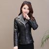 Leather Coat Thick Winter Warm Jacket Fleece Liner Women PU Leather Coat Overcoat Fur Collar