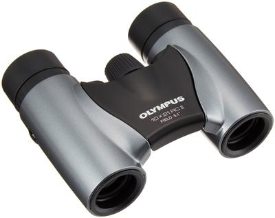 Бинокль Olympus 10x21 RCII, porro, темный, компактный и легкий, серебристый,