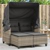 VidaXL Garden Sofa 2 Seater with Canopy and Stools, Patio Seat, Outdoor Balcony Terrace Furniture, Light Grey 365786