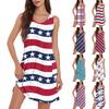 Женское повседневное модное дышащее платье-жилет с принтом «День независимости» и разрезом на кармане