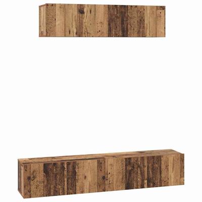 Wall Mounted TV Cabinet Set 4 Pcs Reclaimed Wood Effect Engineered Wood