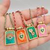 Bohemian Tarot Card Pendant Necklace for Women Girl Colorful Heart Demon Eye Y2k Choker Jewelry Gift