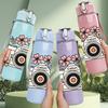 1PC Floral Frame Vintage Camera 750ml Color Plastic Sports Water Bottle Leakproof Flip Straw Lid For Sports Office Home Use