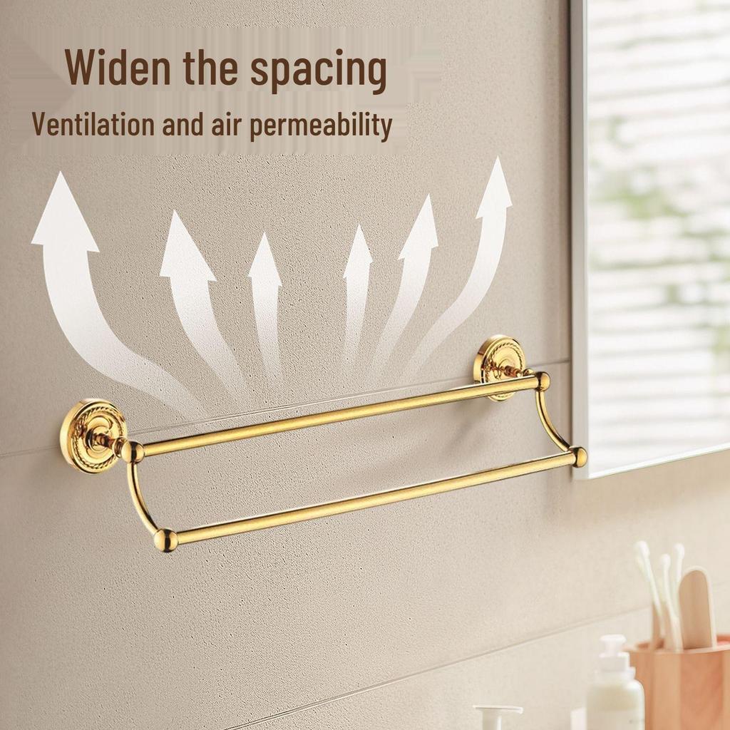 European Gold All-Copper Bathroom Towel Rack & Accessories Set