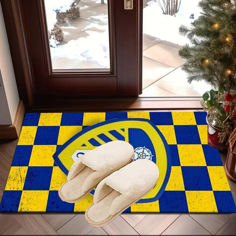Leeds Crest Design Printed Area Rug for Office, Chair Rug, Decorative Carpet Floor Mat, Large Size Fan gifts Christmas gifts