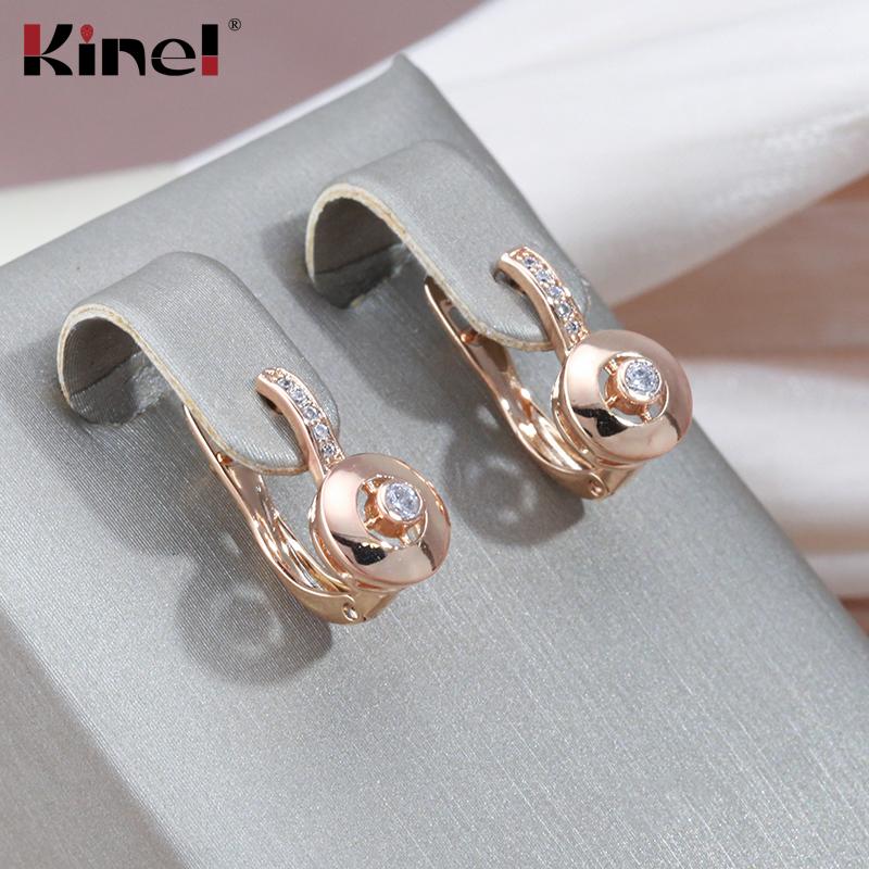 Kinel Vintage Rose Gold Color Glossy Earrings For Women Trendy Zircon Jewelry