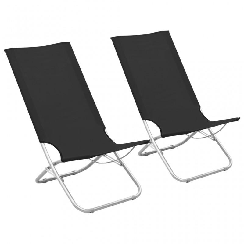 Day and Night - Day and Night Folding Beach Chairs 2 Units Black Fabric