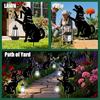 Black Cat Silhouette Stakes Solar Lantern, Garden Stake Light, Waterproof Gnome Frog Landscape Lighting for Path Statue, Outdoor Lamp Front Porch