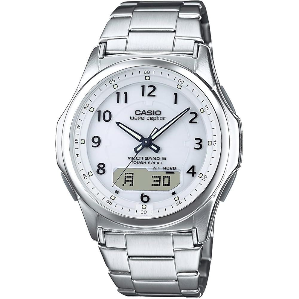 Casio Waveceptor Часы с солнечной батареей и радиосинхронизацией WVA-M630D-7AJF Серебристый браслет из нержавеющей стали