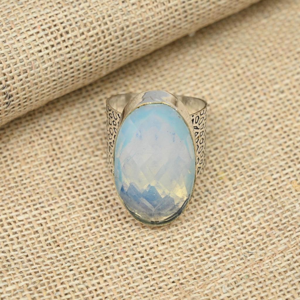 Прекрасный молочный опал, драгоценный камень, стерлинговое серебро 925 пробы, дизайнерские ювелирные изделия ручной работы, женское кольцо